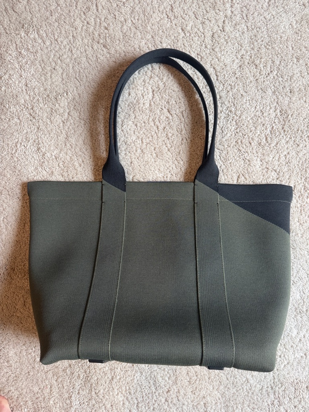 Rothy's Olive Green Tote with Black Handles